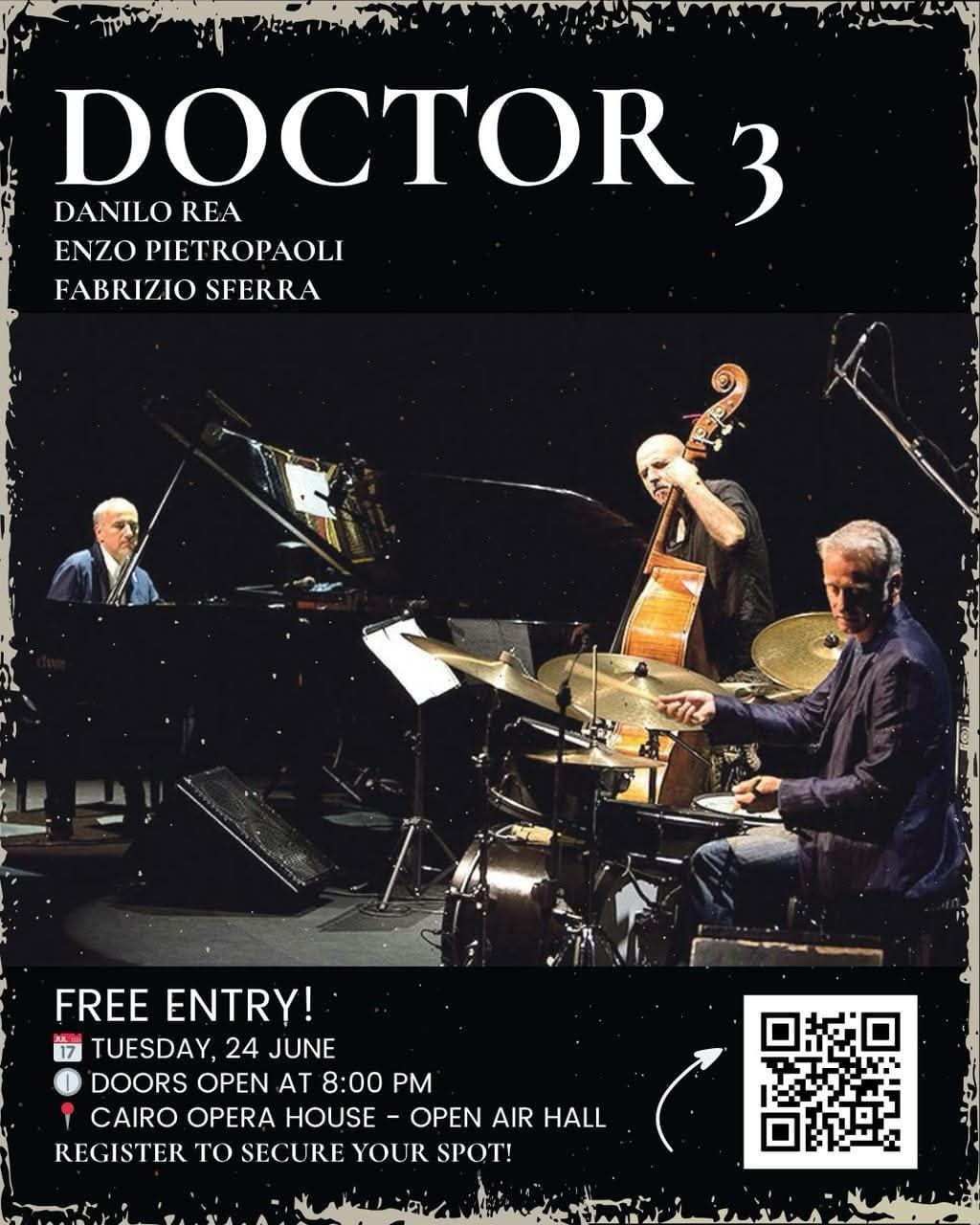 يستضيف المعهد الثقافي الإيطالي بالقاهرة فرقة الجاز الايطالية الشهيرة Doctor 3